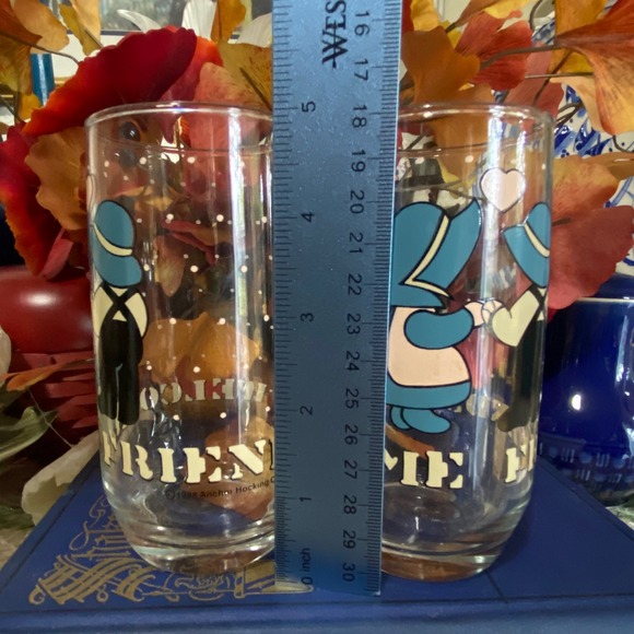 (2) Welcome Friends Anchor Hocking‎ 1988 Drinking Glasses Pair Vintage Cute - Picture 4 of 6